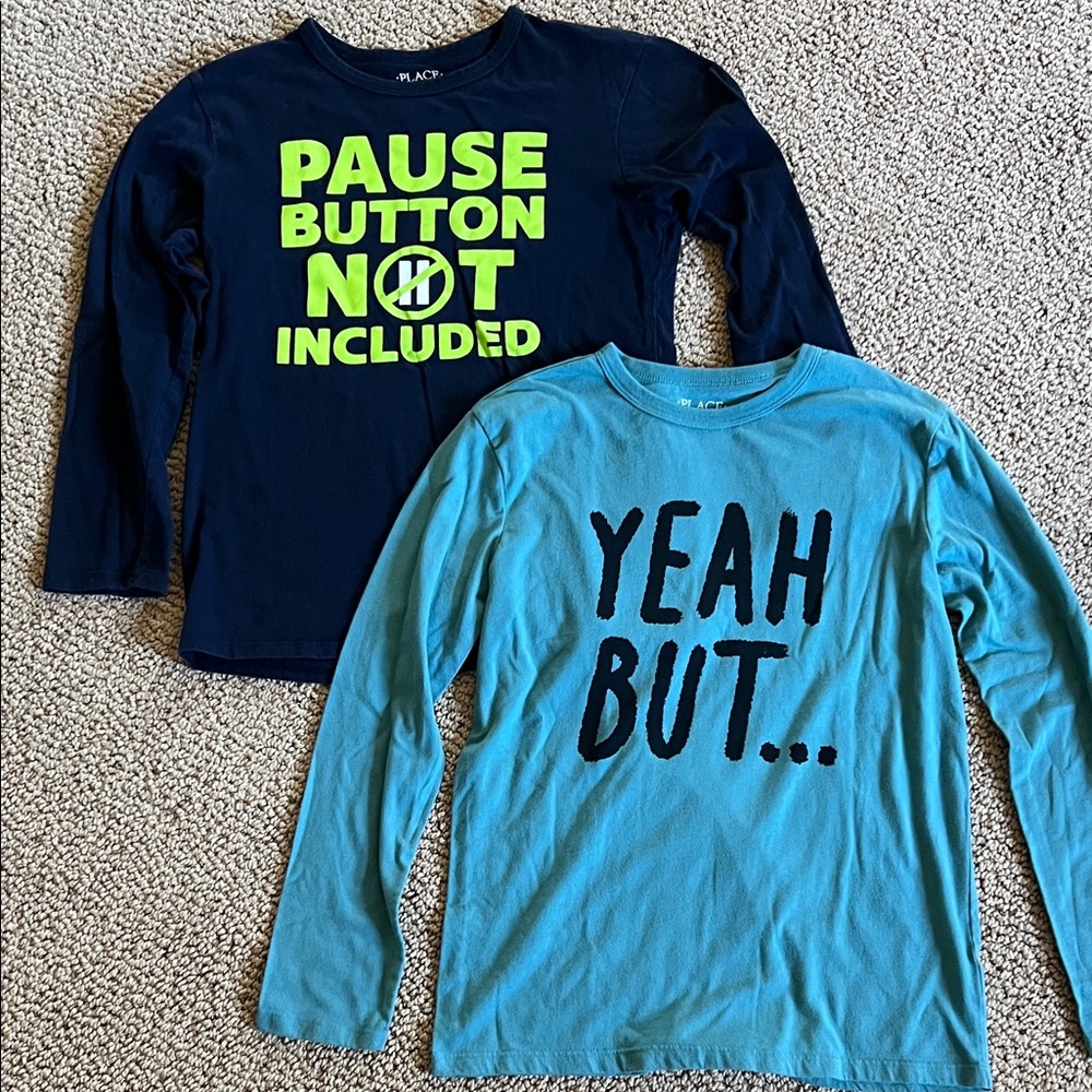 Place Kids Long Sleeve Tees - Navy and Teal
